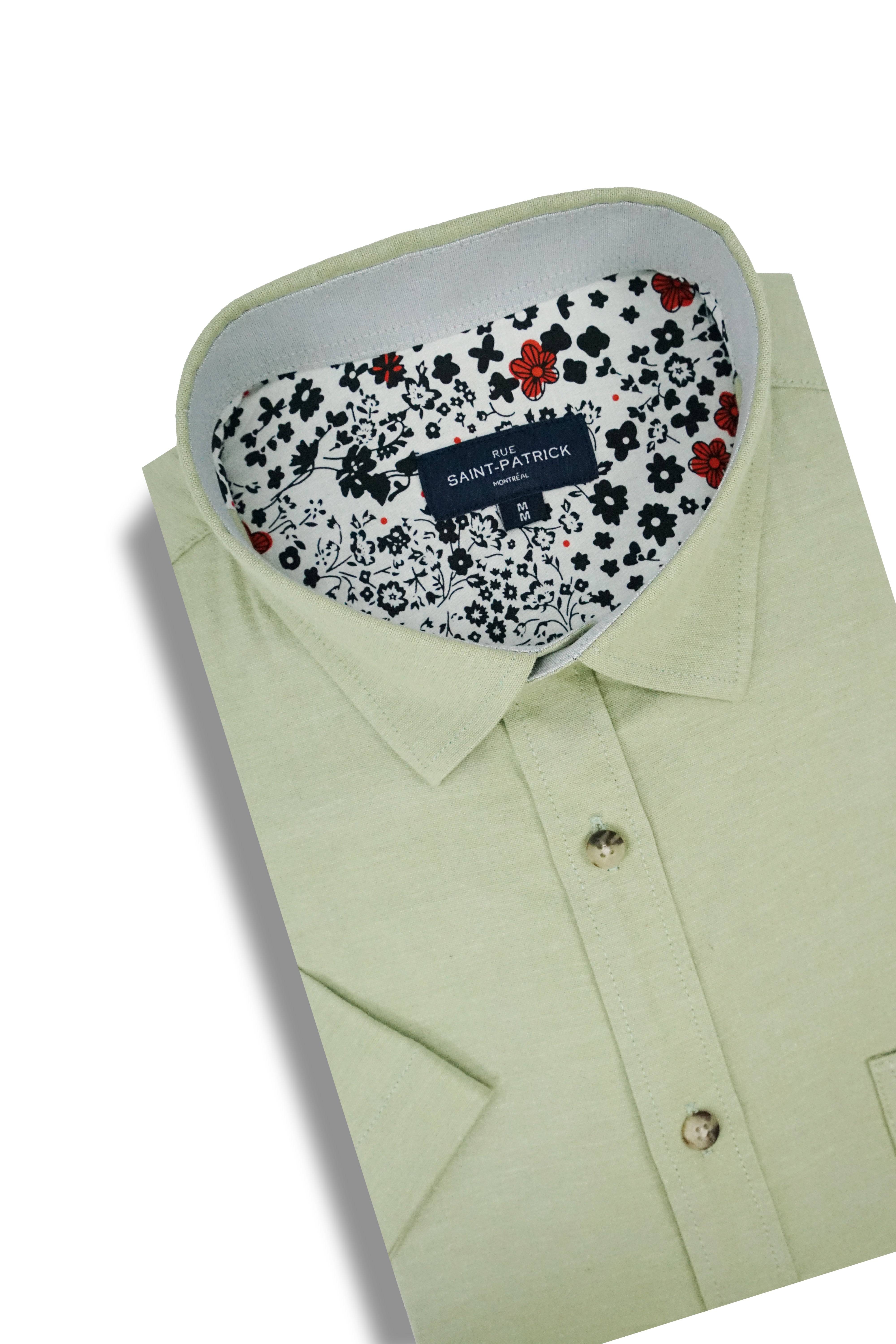 Segundo Stretch Easy-Care Short Sleeve Shirt in Sage Green Rue Saint-Patrick Segundo Stretch Easy-Care Short Sleeve Shirt in Sage Green Rue Saint-Patrick