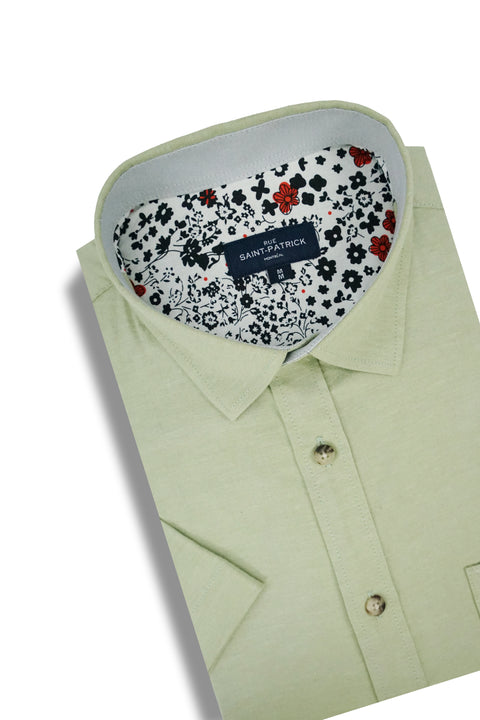 Segundo Stretch Easy-Care Short Sleeve Shirt in Sage Green
