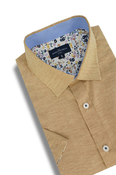 Cupertino Stretch Easy-Care Short Sleeve Shirt in Sandstone