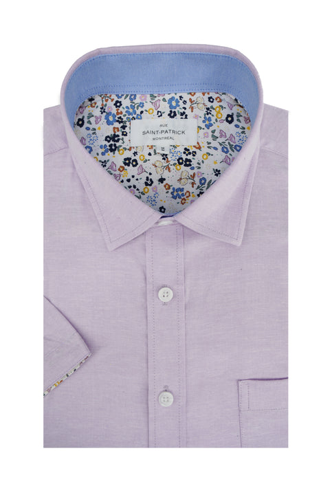 Gardena Stretch Easy-Care Short Sleeve Shirt in Lavender
