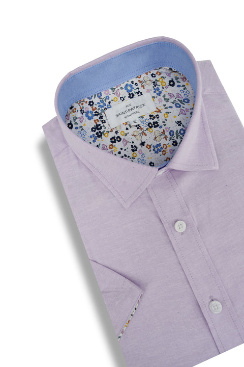 Gardena Stretch Easy-Care Short Sleeve Shirt in Lavender