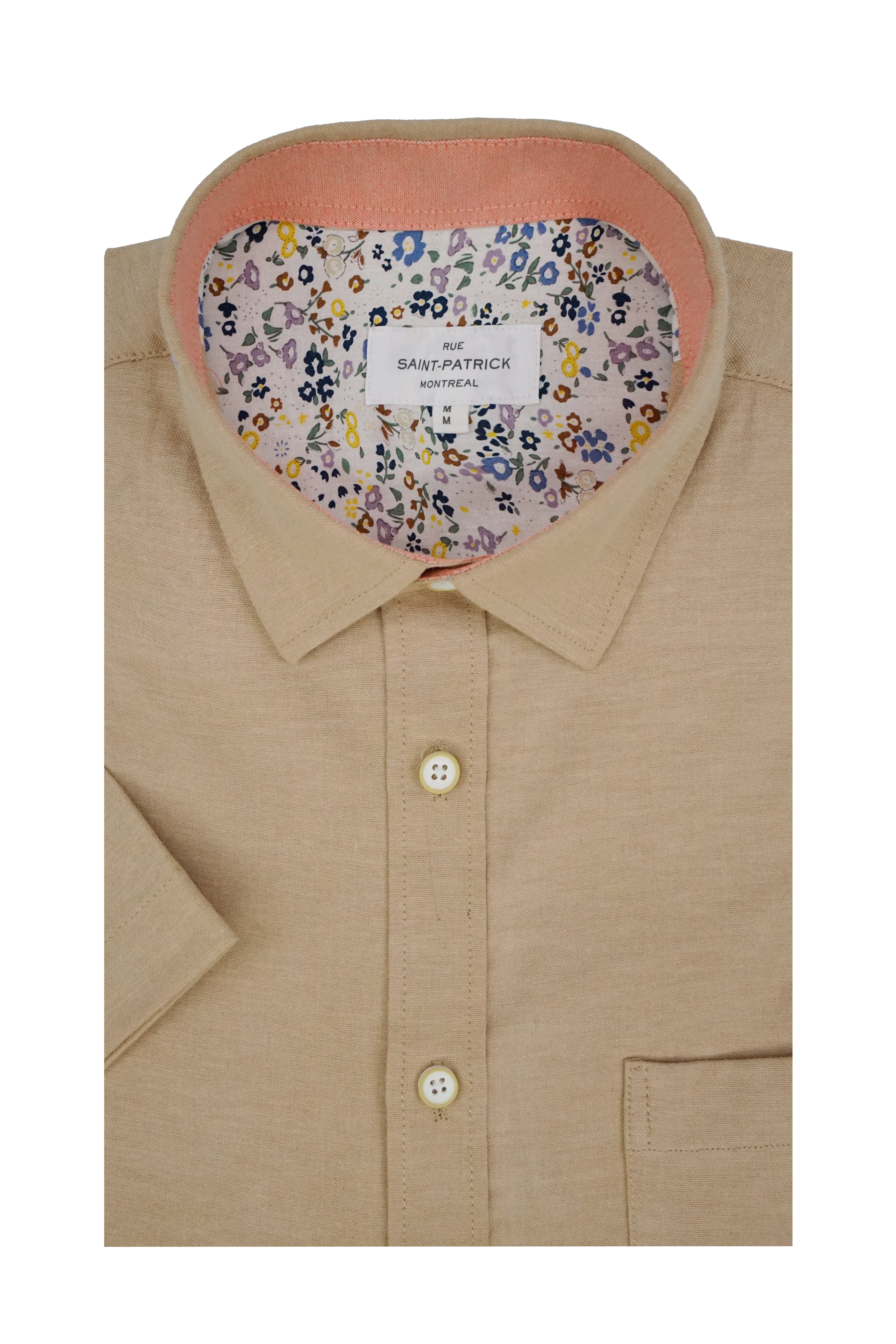 Capistrano Stretch Easy-Care Short Sleeve Shirt in Fuzzy Peach Orange