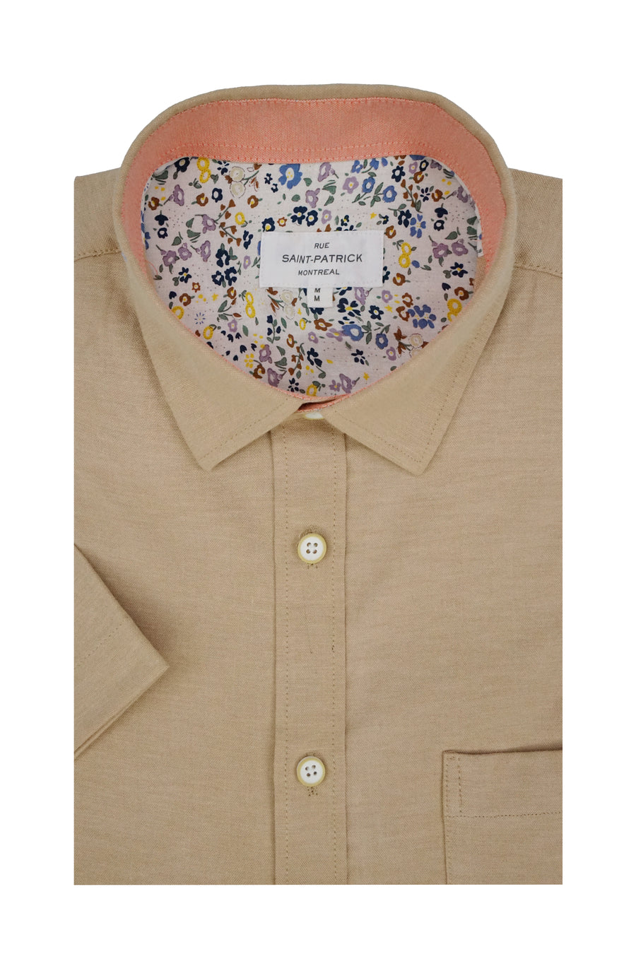 Capistrano Stretch Easy-Care Short Sleeve Shirt in Fuzzy Peach Orange