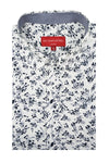 Chemise à manches courtes Carthage à motif floral blanc et noir