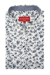 Chemise à manches courtes Carthage à motif floral blanc et noir