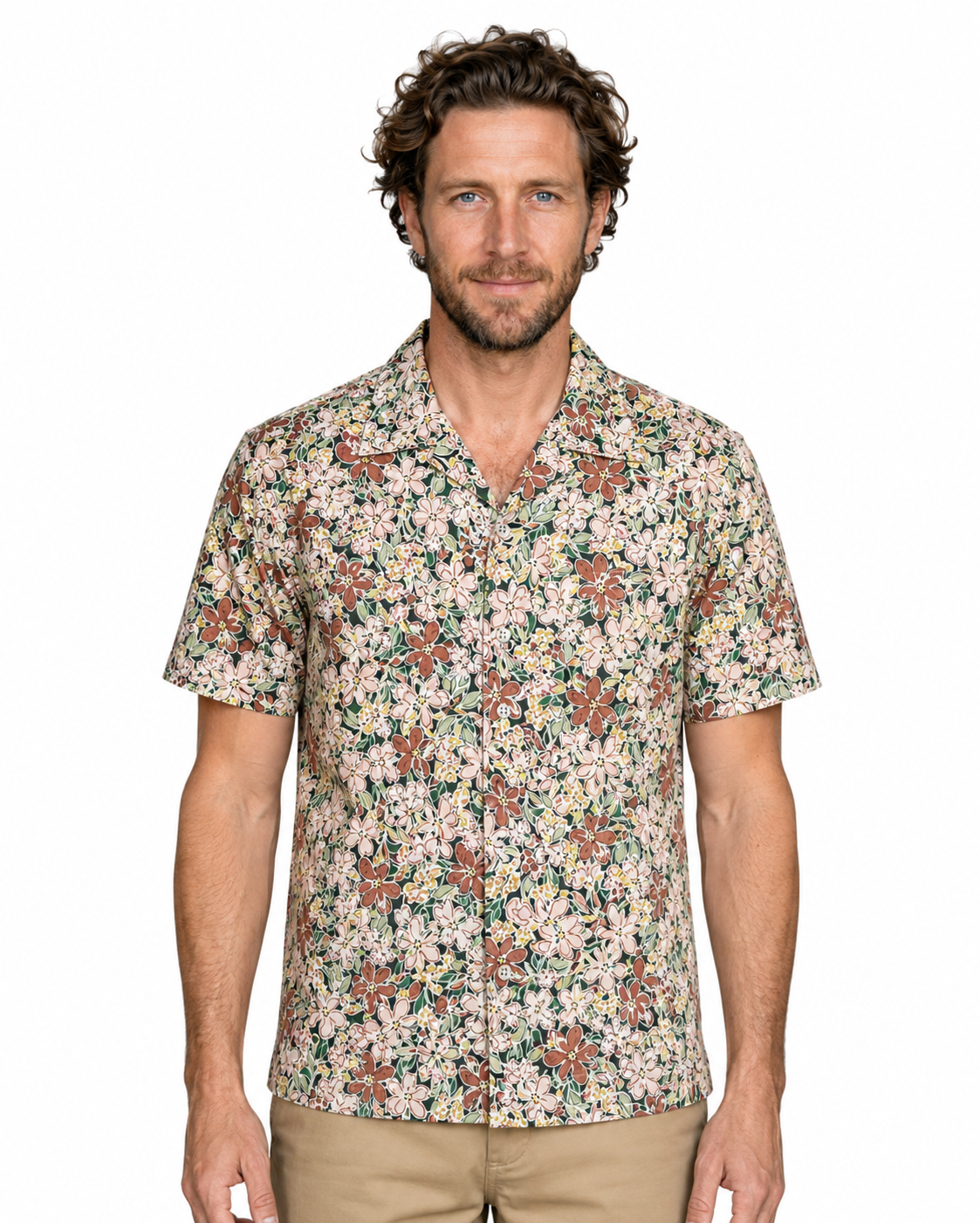 Kerry Short Sleeve Shirt in Muted Rose and Sage Green