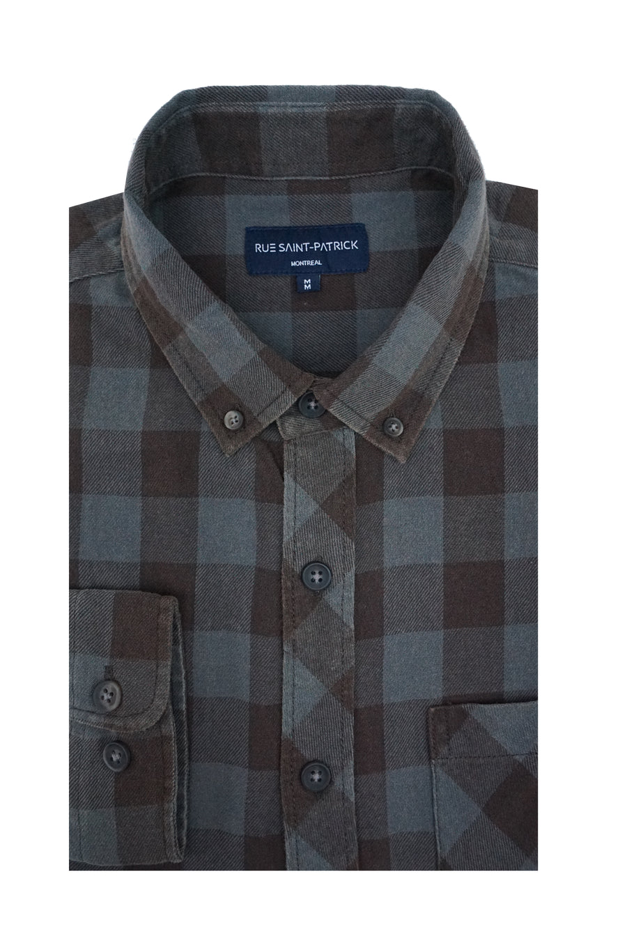 Chemise en flanelle délavée vintage Dawson – Charcoal/Dk Brown