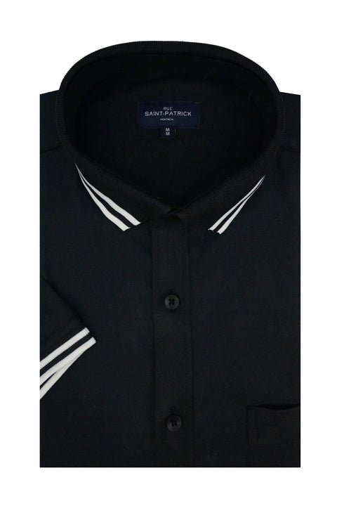 Murcia Stretch Easy-Care Short Sleeve Shirt in Black and White