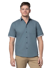 Piedmont Stretch Easy-Care Short Sleeve Shirt in Indigo