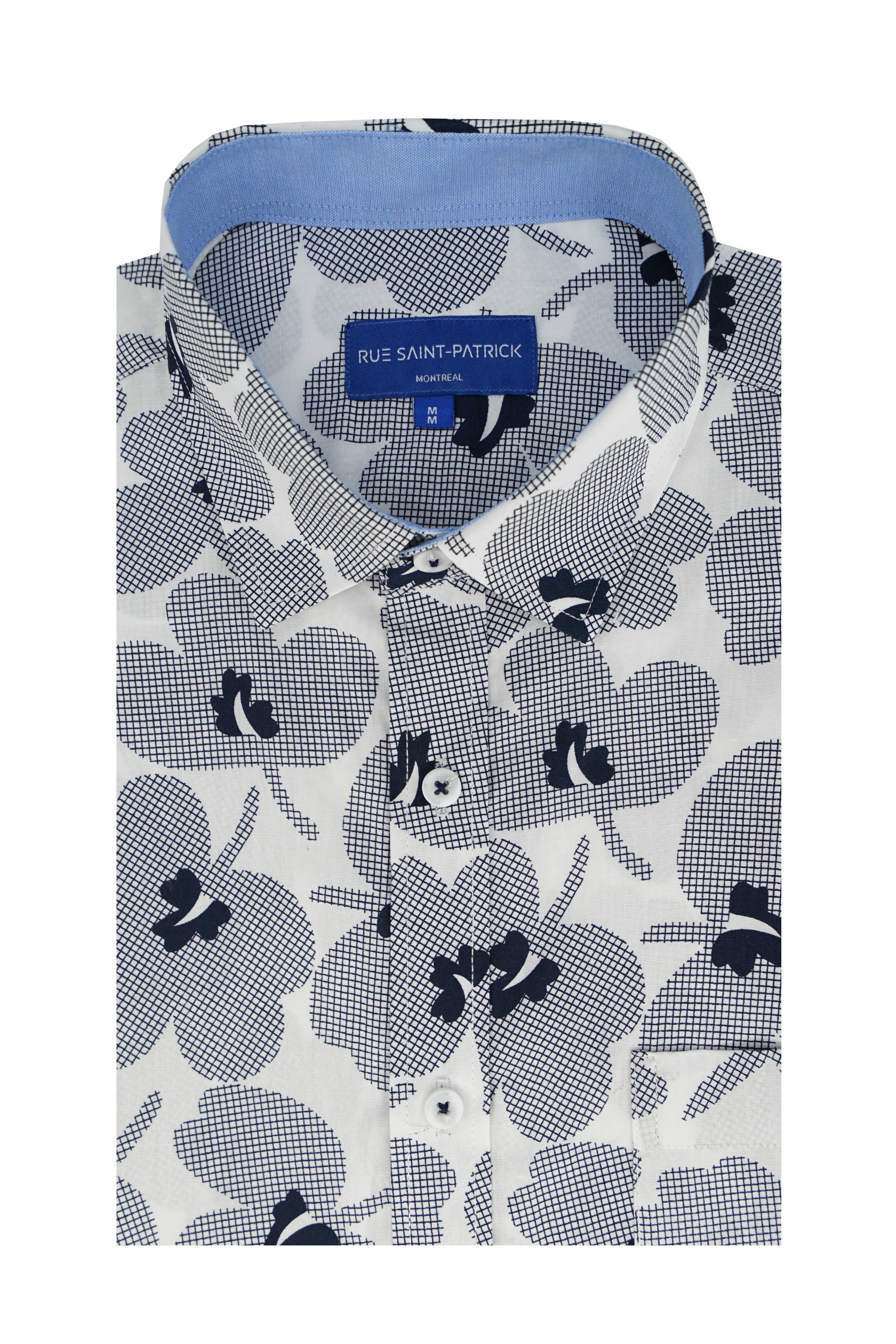 Tyrella Shamrock Short Sleeve Shirt in White and Navy