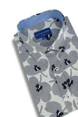 Tyrella Shamrock Short Sleeve Shirt in White and Navy