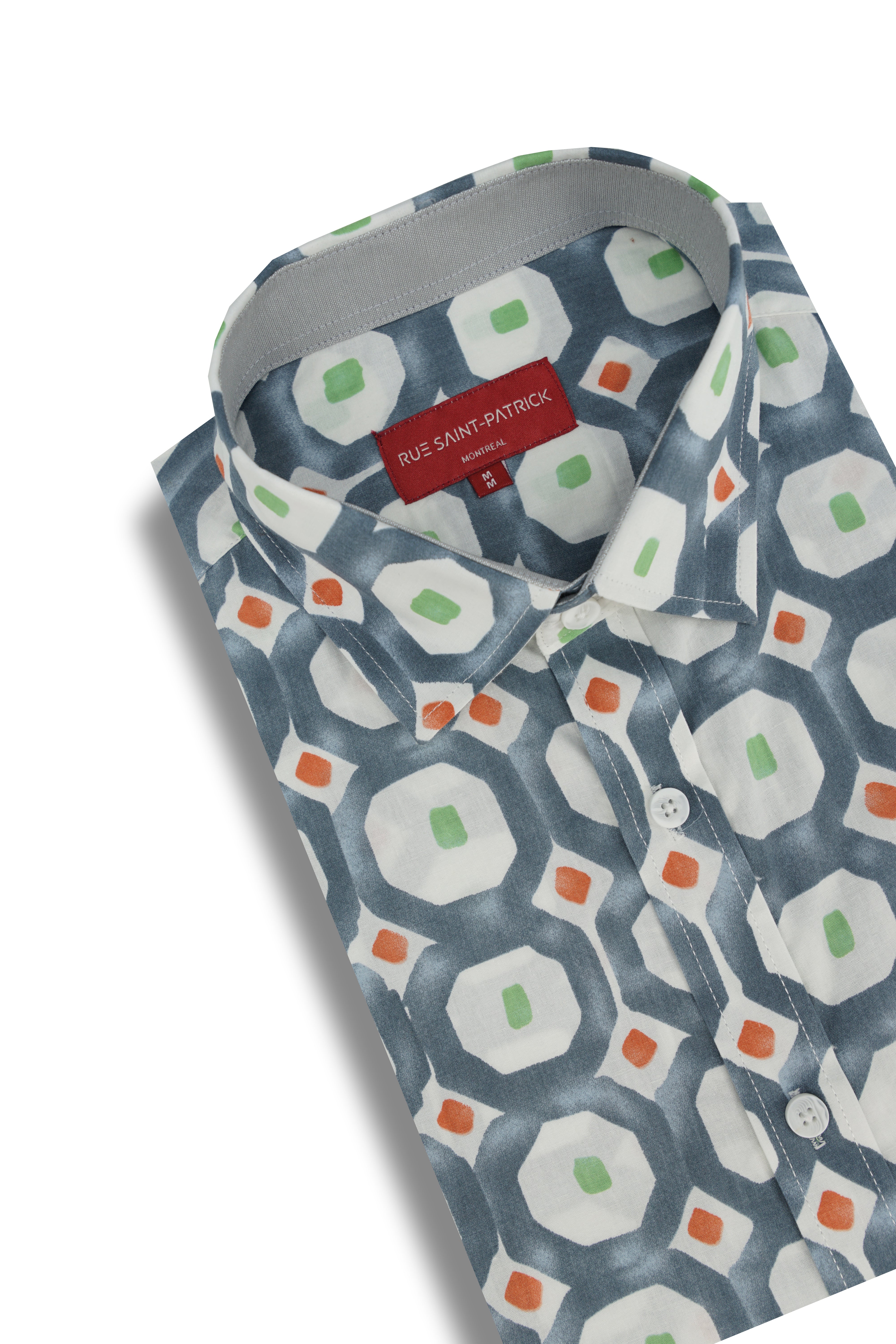 Chemise à manches courtes Smyrna en gris quartz et blanc