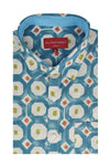 Spoleto Short Sleeve Shirt in Moonstone Blue and Lavender Grey
