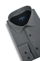 Chemise en maille piquée Newton en gris étain
