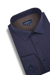 Nightingale Knitted Pique Shirt in Midnight Blue