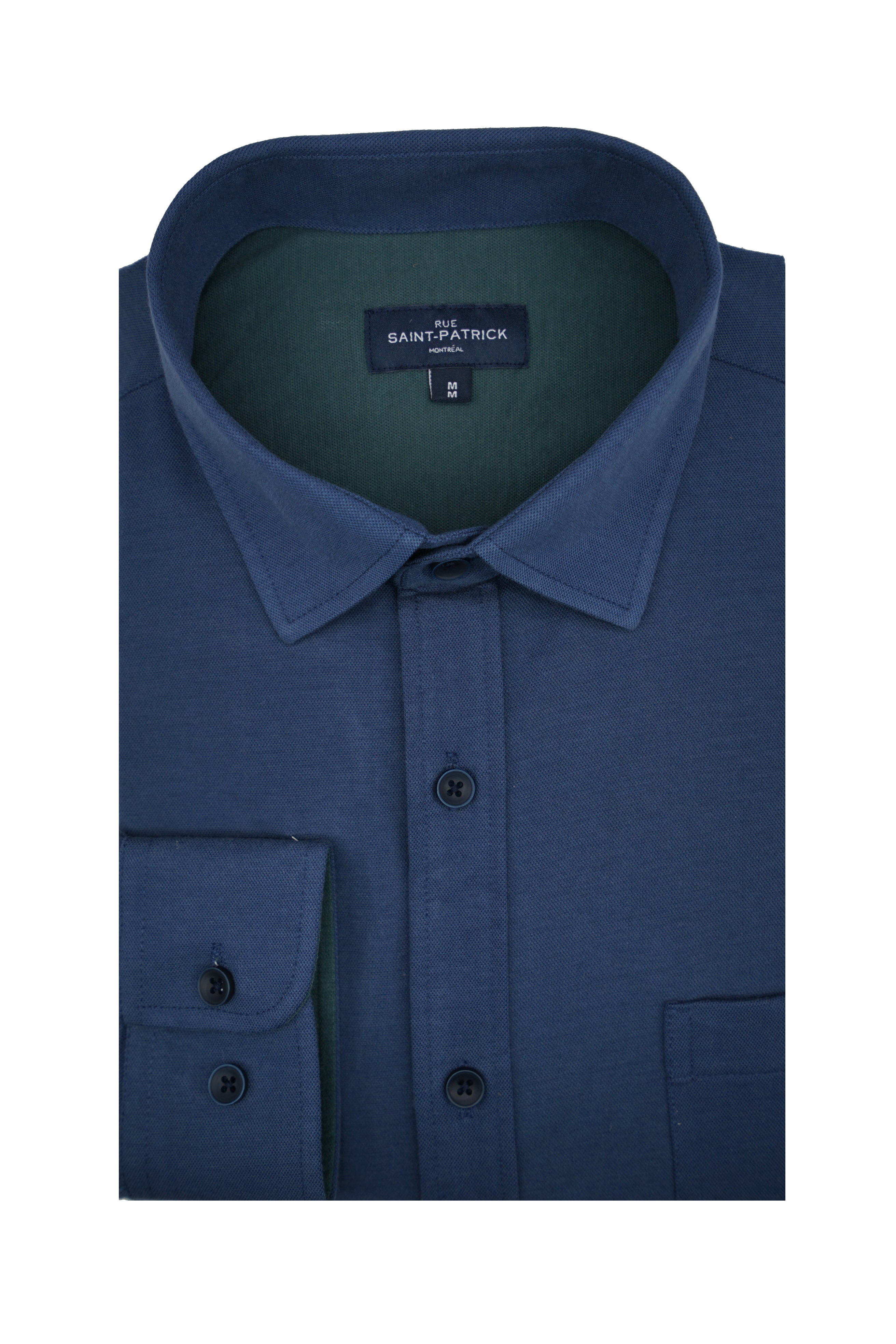 Chemise Montgomery en maille piquée indigo