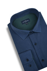 Chemise Montgomery en maille piquée indigo