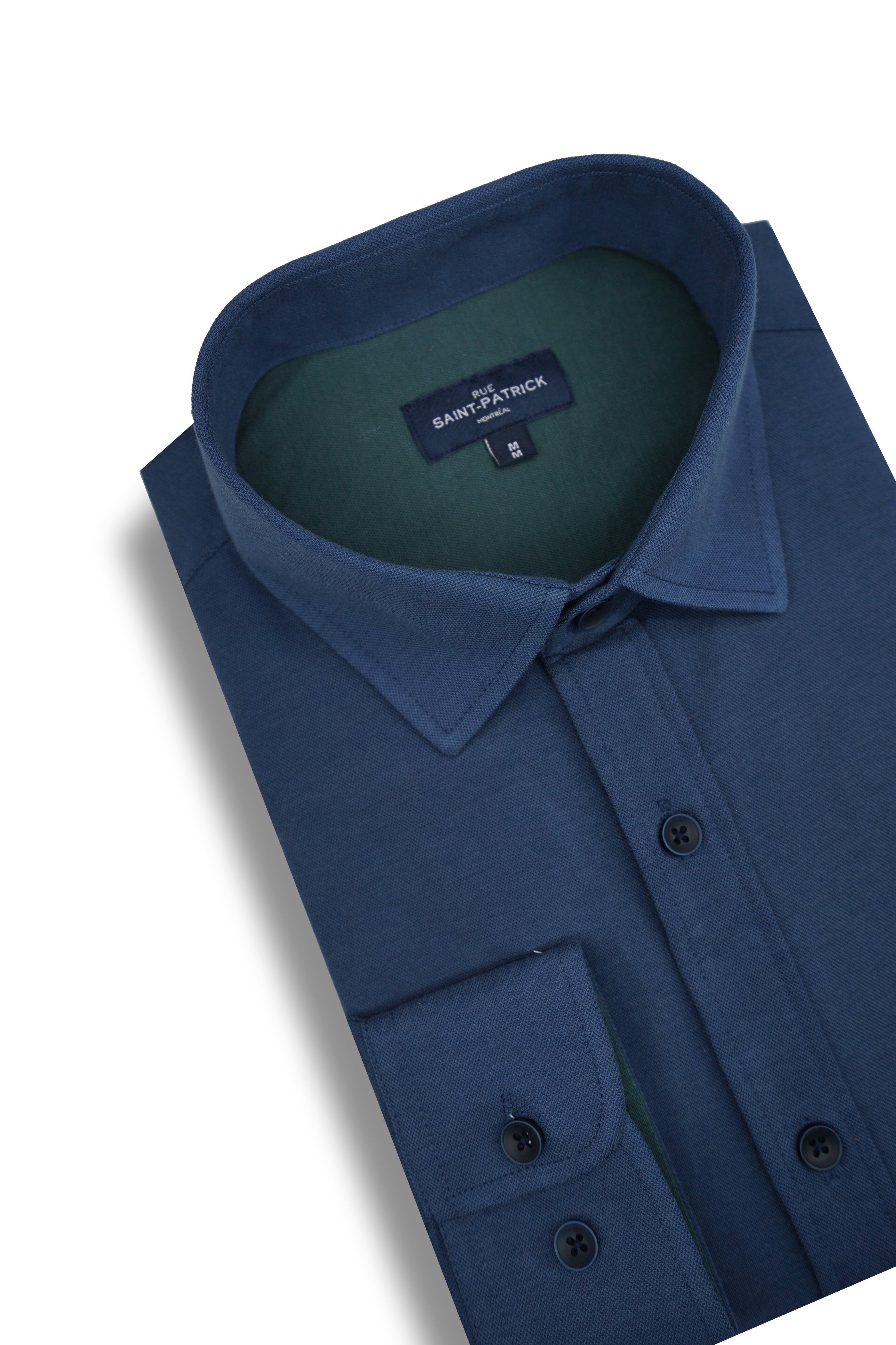 Chemise Montgomery en maille piquée indigo