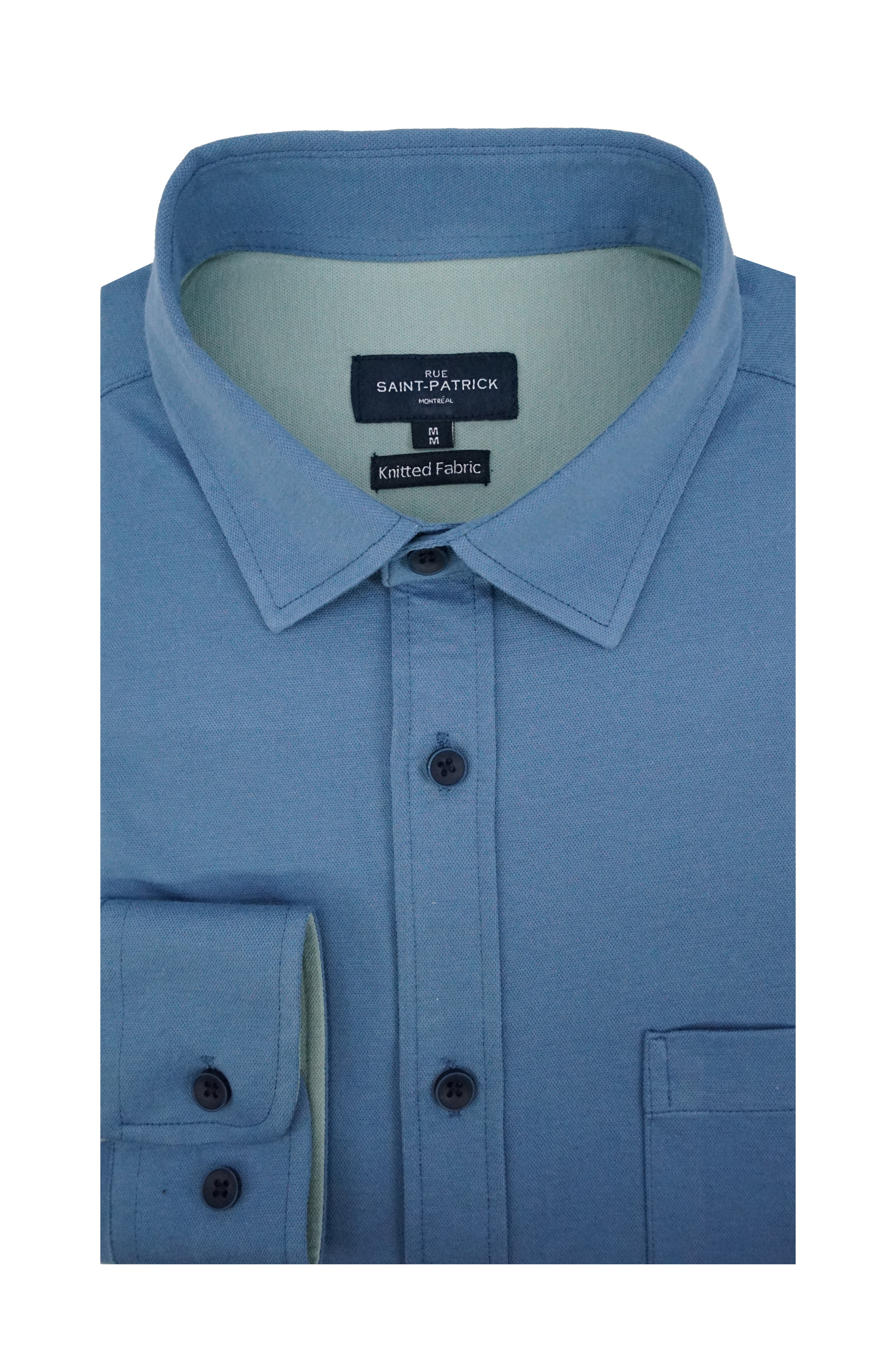 Finlay Knitted Piqué Shirt in Airforce Blue