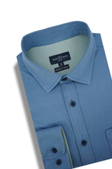 Chemise Finlay en maille piqué bleu marine