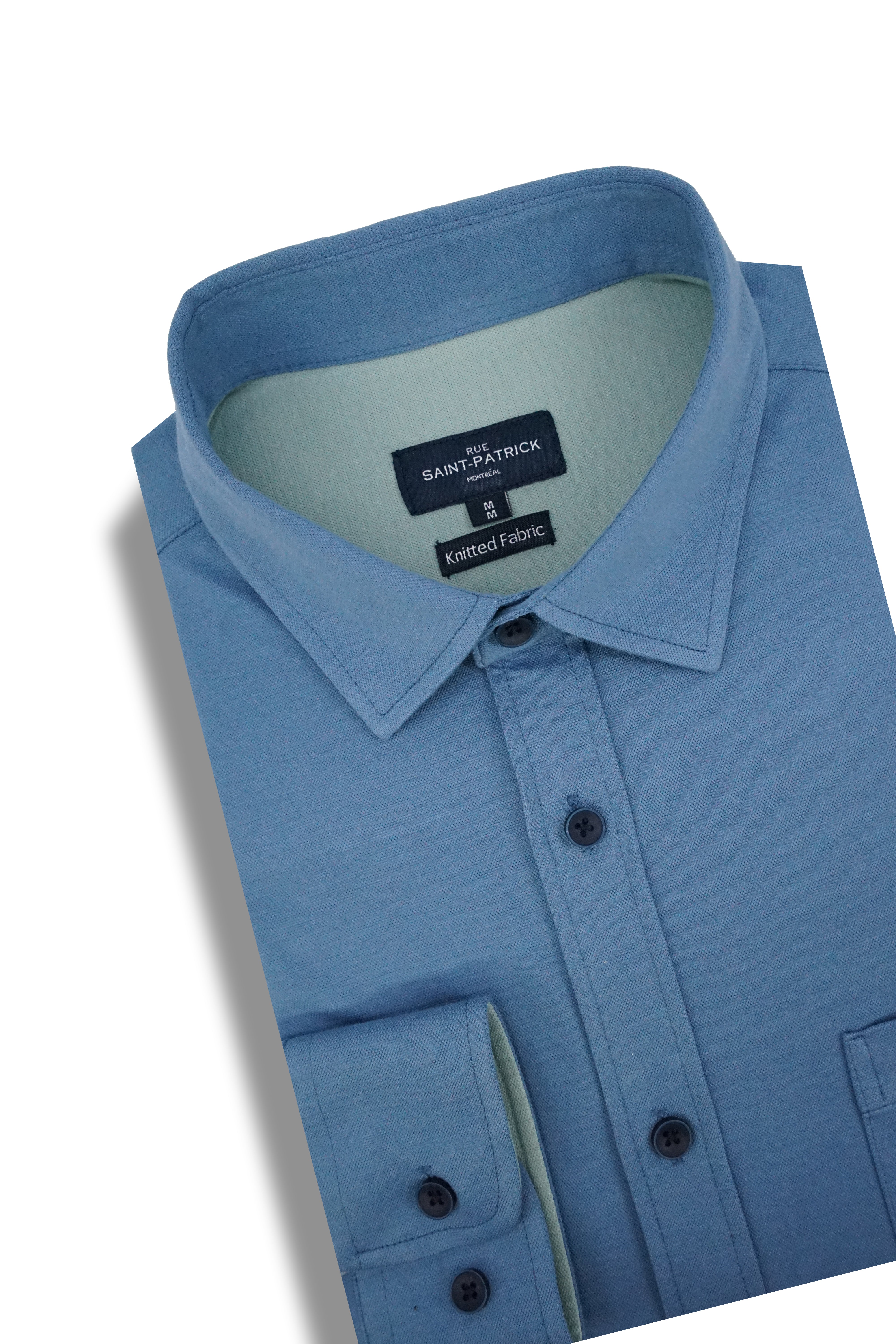 Finlay Knitted Piqué Shirt in Airforce Blue