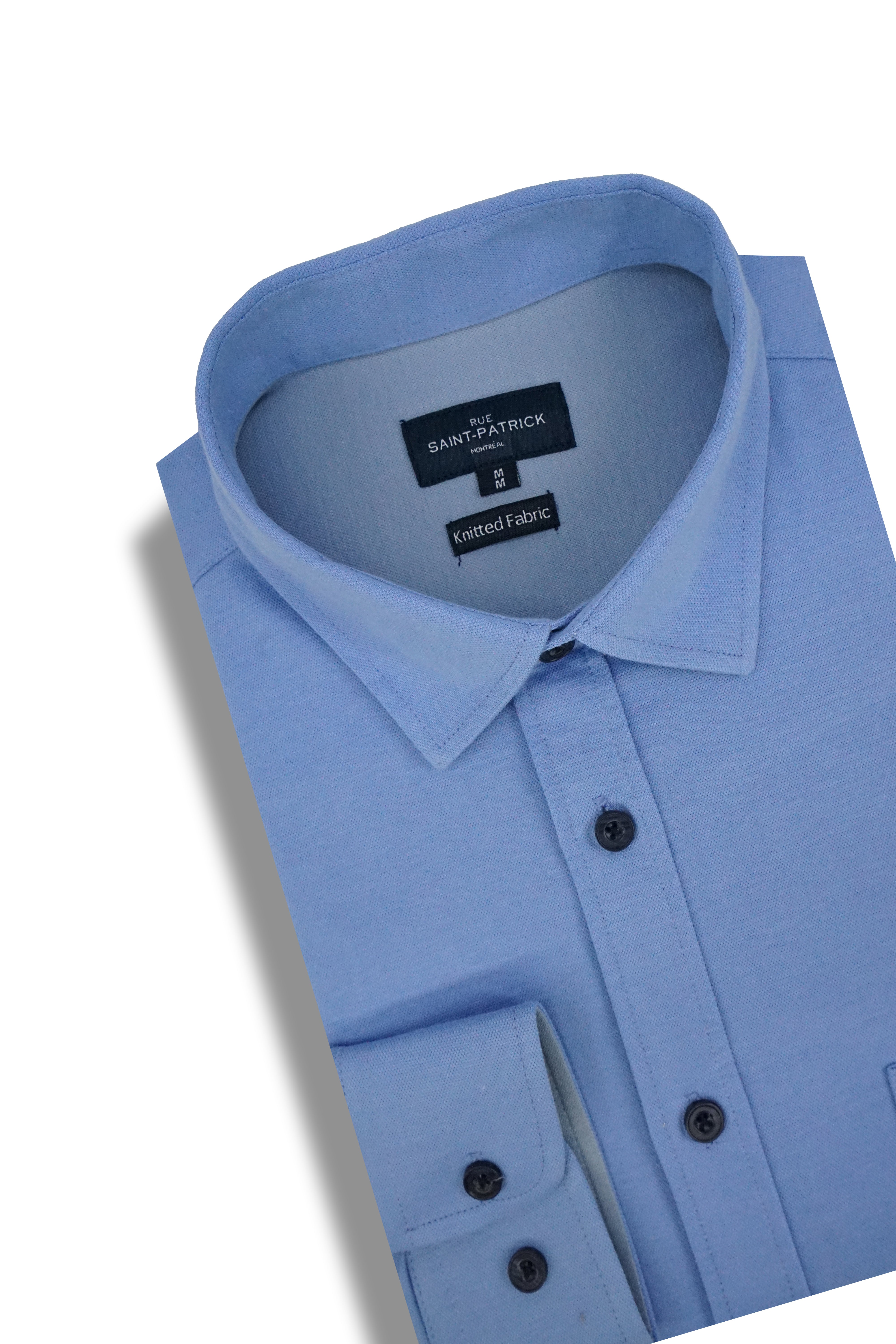 Dutton Knitted Piqué Shirt in Cornflower Blue