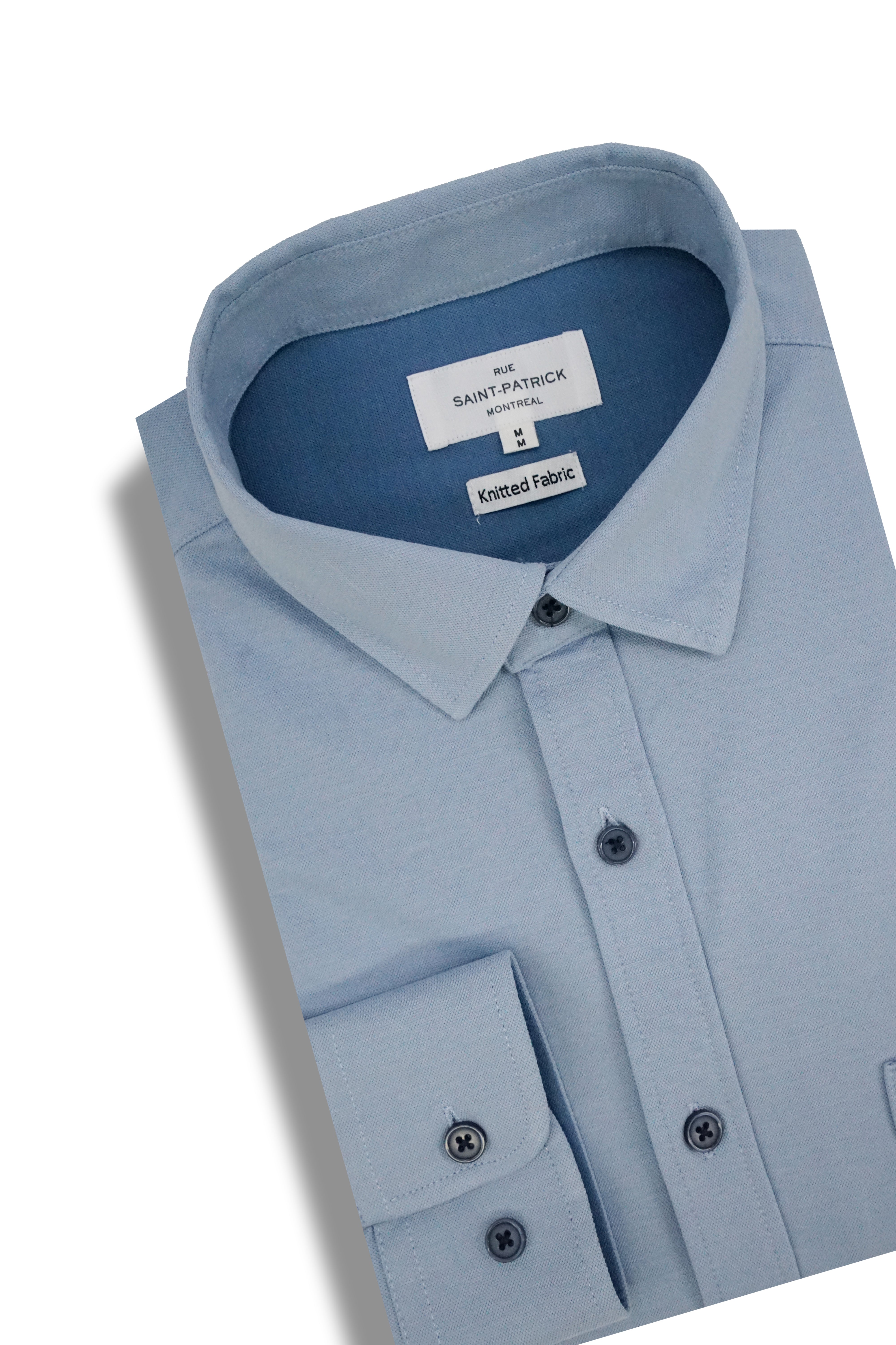 Stallard Knitted Piqué Shirt in Sky Blue