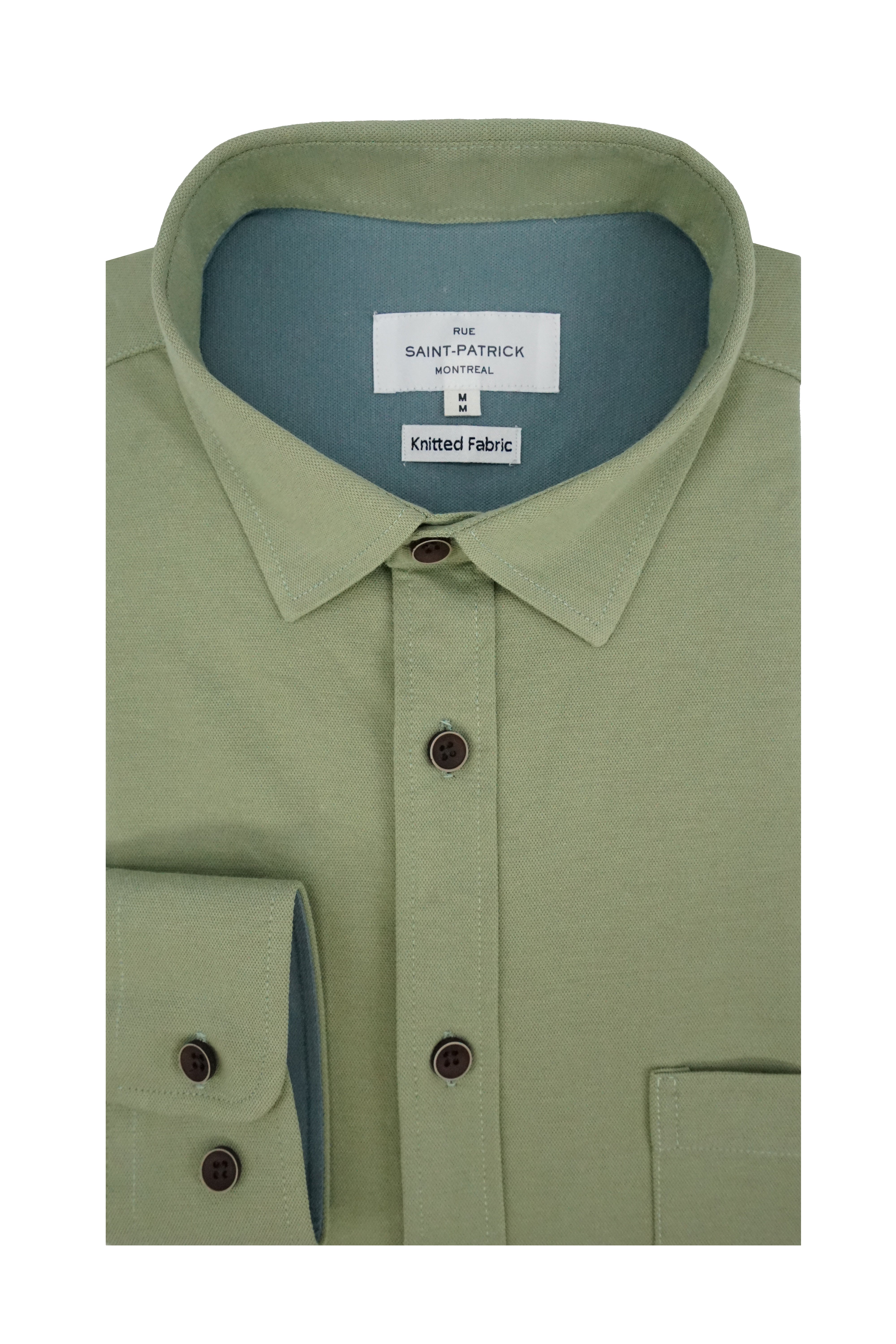 Minogue Knitted Piqué Shirt in Sage Green