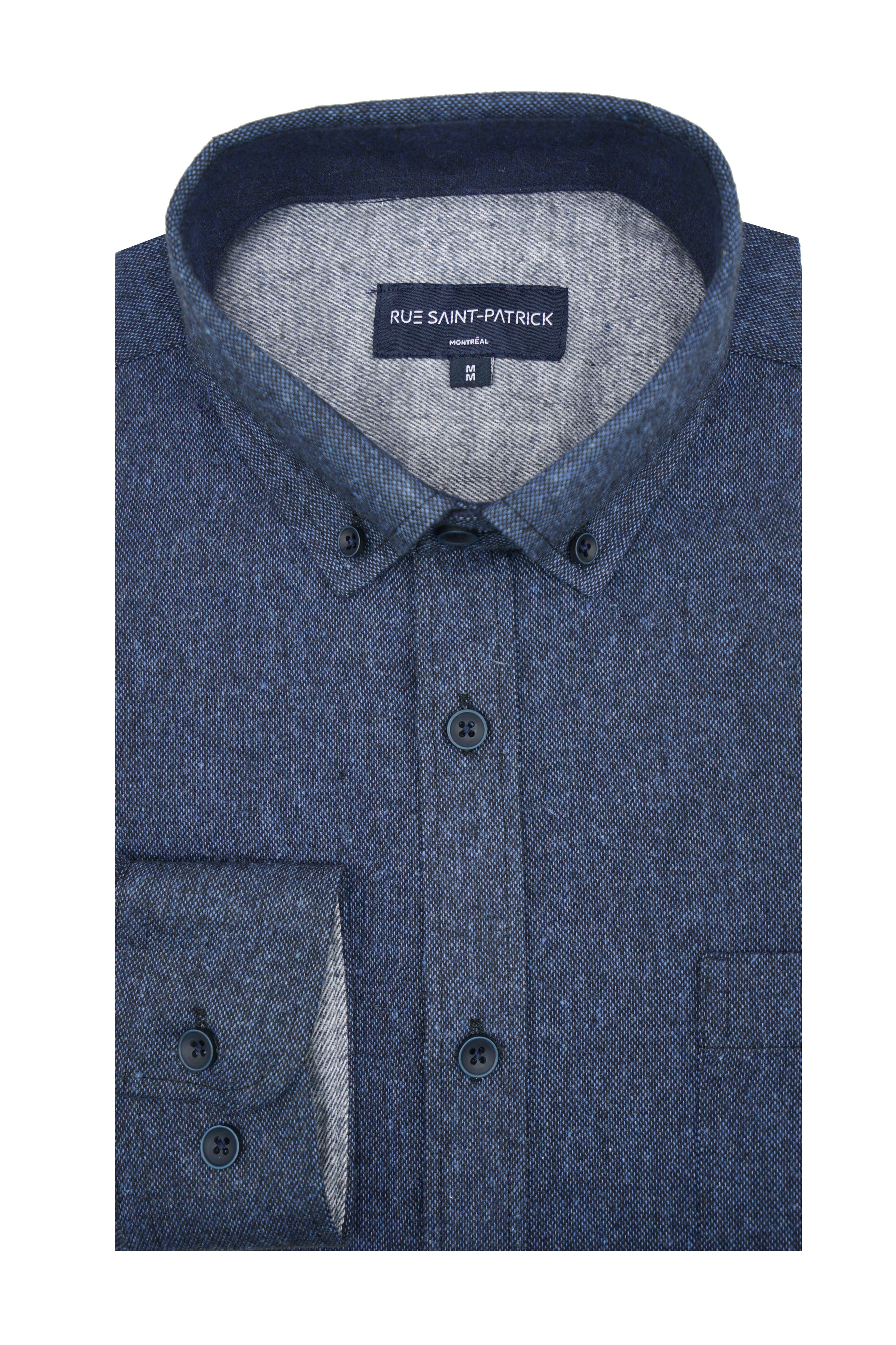 Stornoway Melange Super Soft Flannel Shirt - Navy