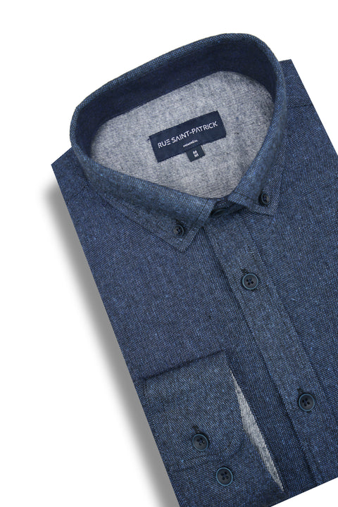 Stornoway Melange Super Soft Flannel Shirt in Navy