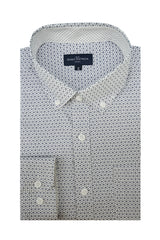 Chemise en popeline extensible Persepolis en blanc et bleu marine