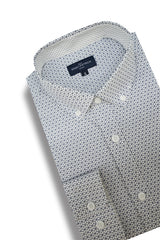 Chemise en popeline extensible Persepolis en blanc et bleu marine