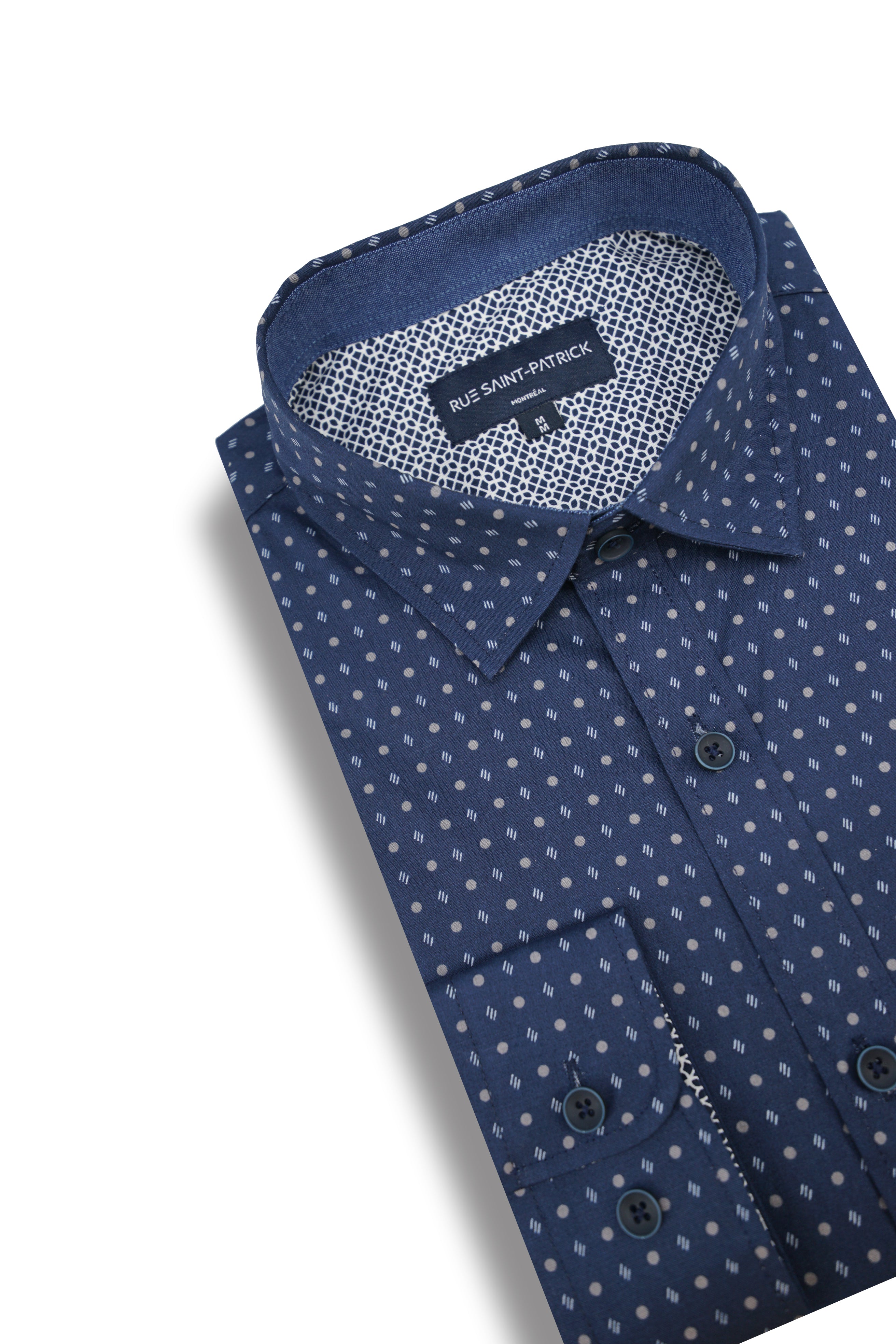 Chemise en popeline extensible Alexandria en bleu marine