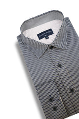 Chemise en popeline extensible Siwa en bleu marine et beige