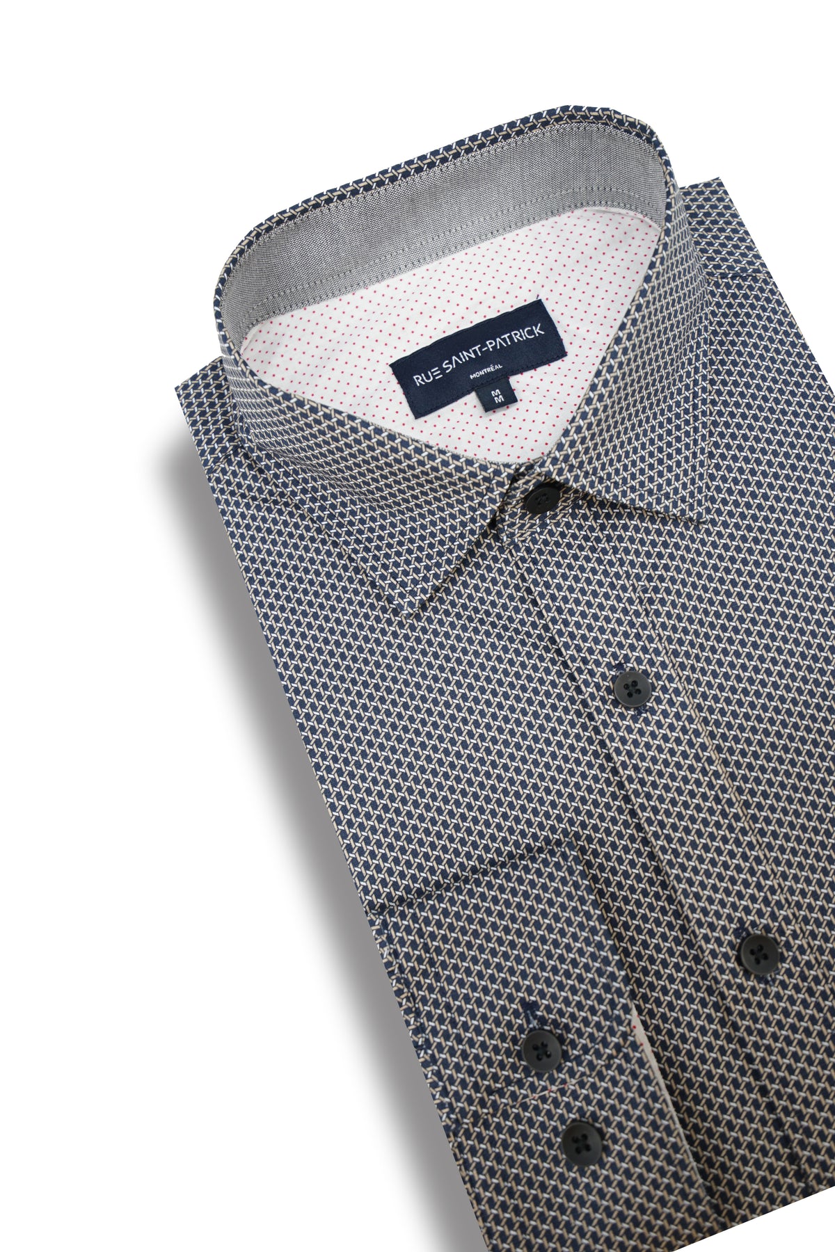 Chemise en popeline extensible Siwa en bleu marine et beige