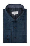 Chemise en popeline extensible Nicomedia en bleu Oxford et bleu marine