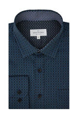 Chemise en popeline extensible Nicomedia en bleu Oxford et bleu marine