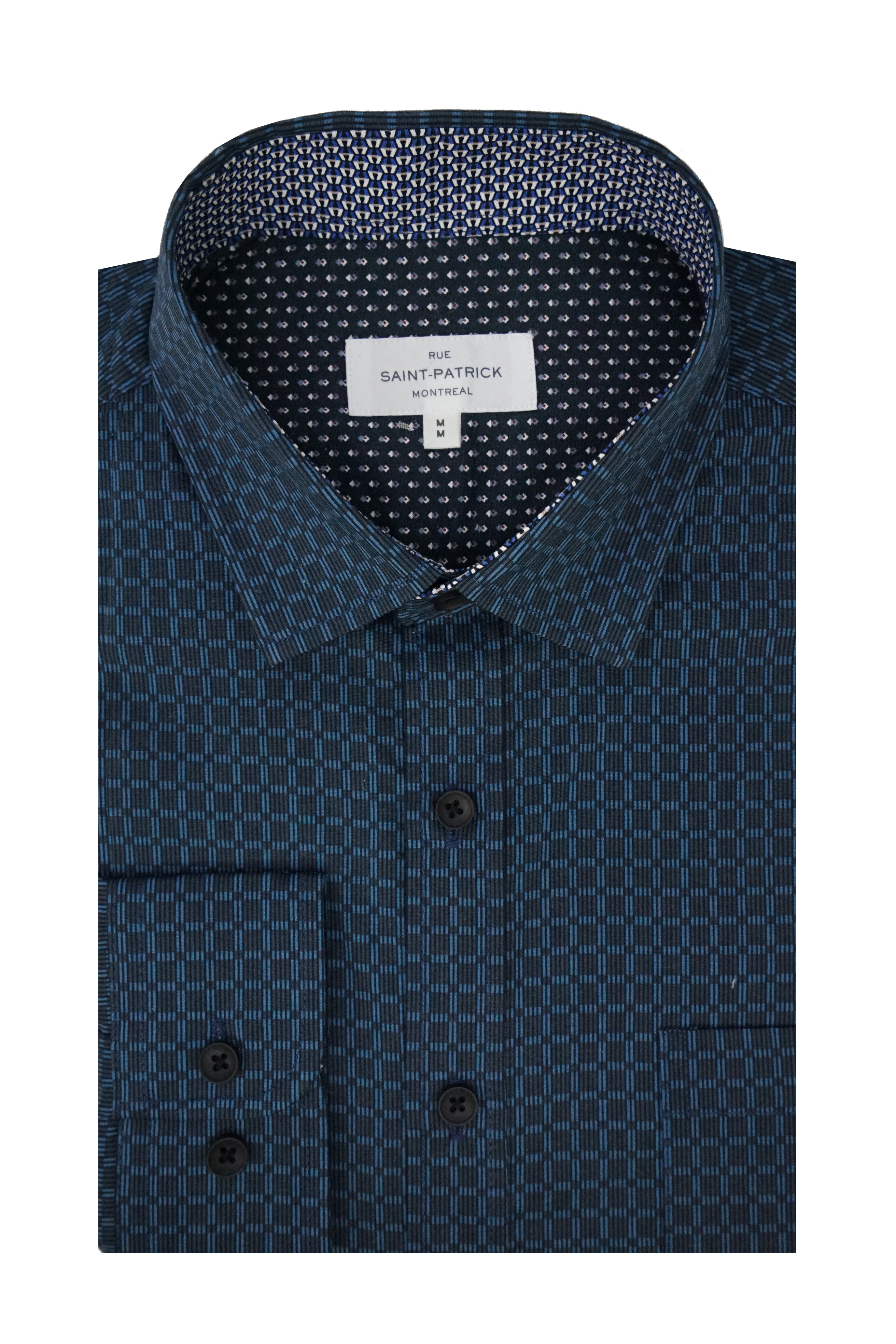 Chemise en popeline extensible Nicomedia en bleu Oxford et bleu marine
