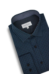Chemise en popeline extensible Nicomedia en bleu Oxford et bleu marine