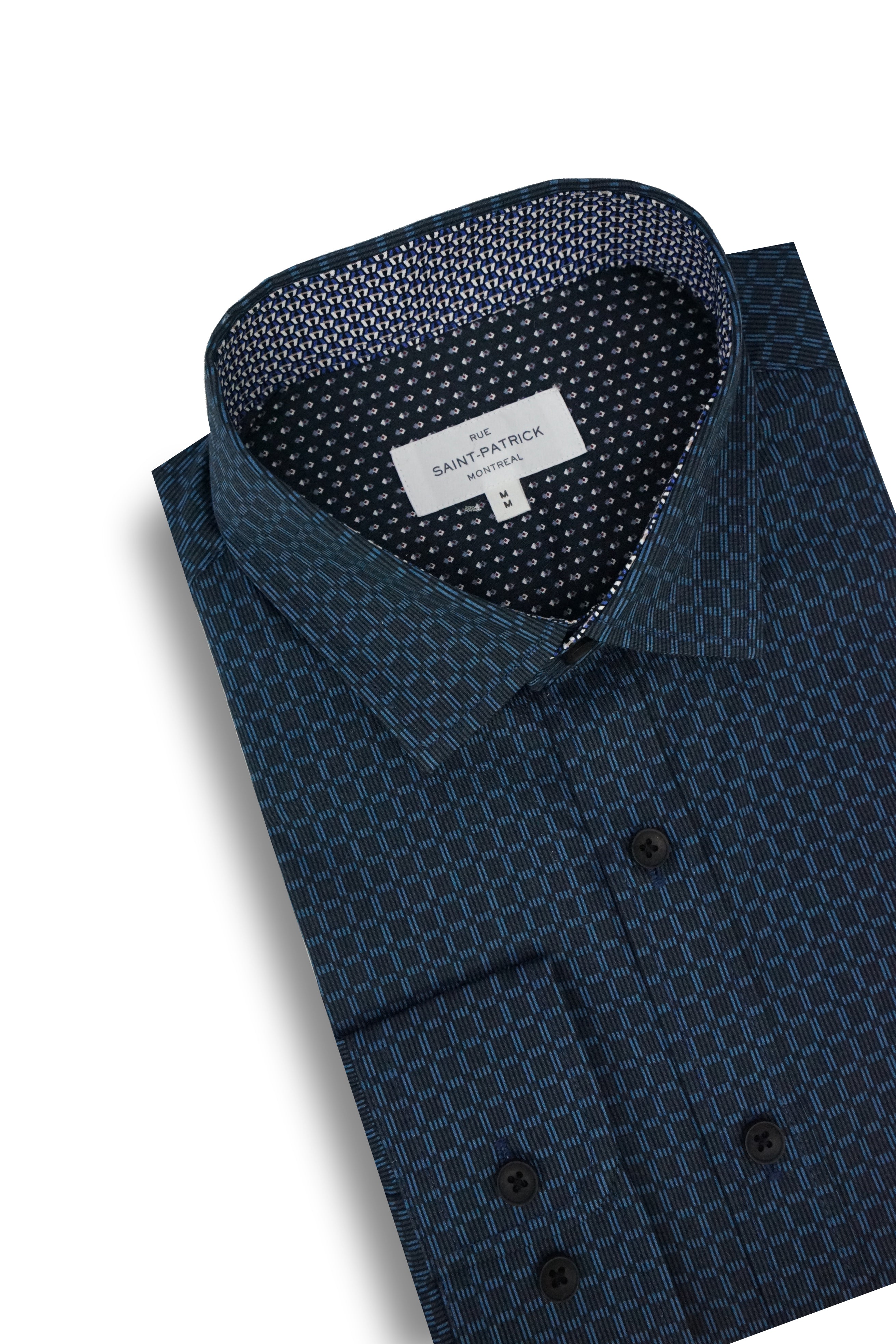 Chemise en popeline extensible Nicomedia en bleu Oxford et bleu marine