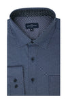 Chemise Patavium en popeline stretch bleu nuit et blanche