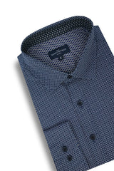 Chemise Patavium en popeline stretch bleu nuit et blanche