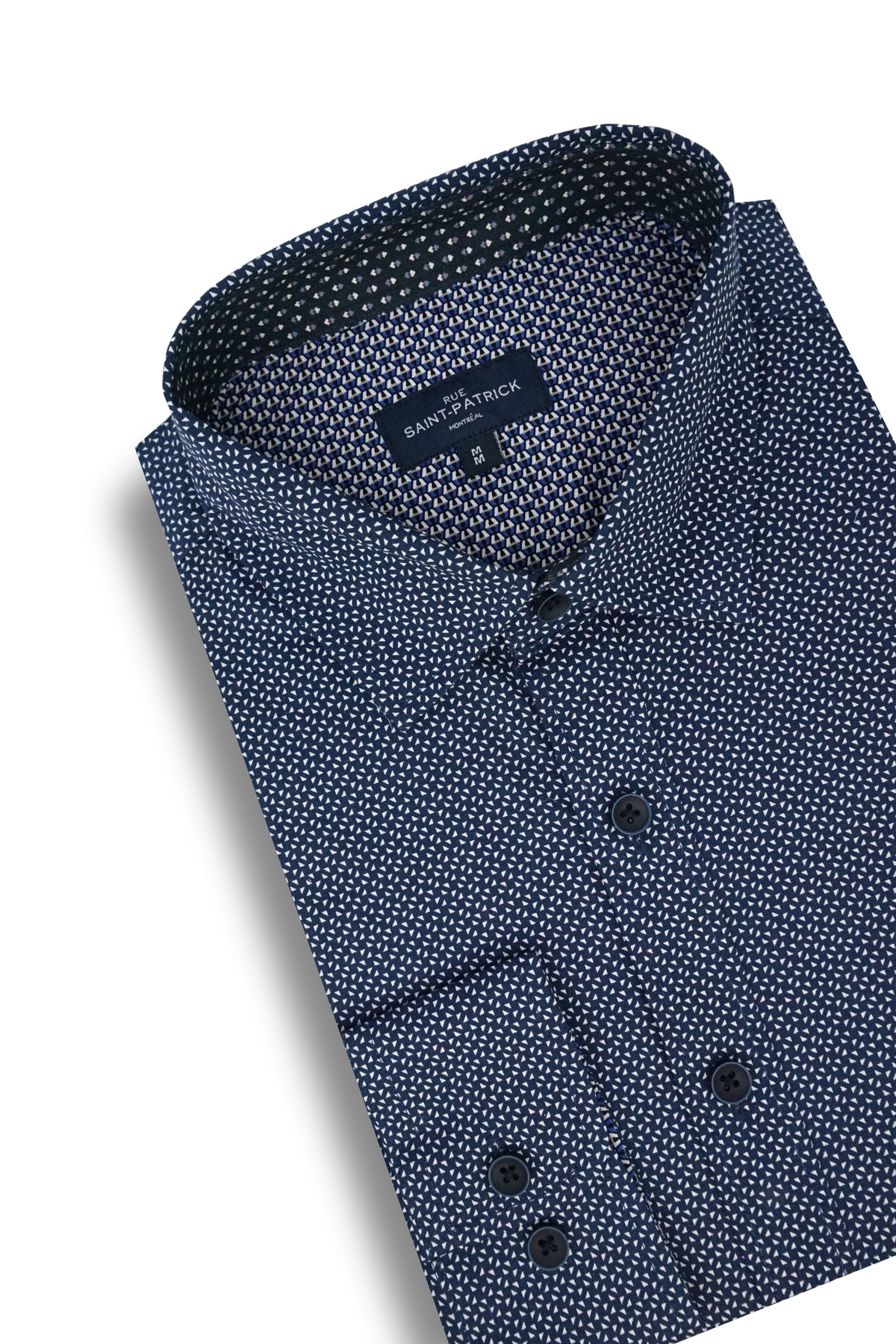 Chemise Patavium en popeline stretch bleu nuit et blanche