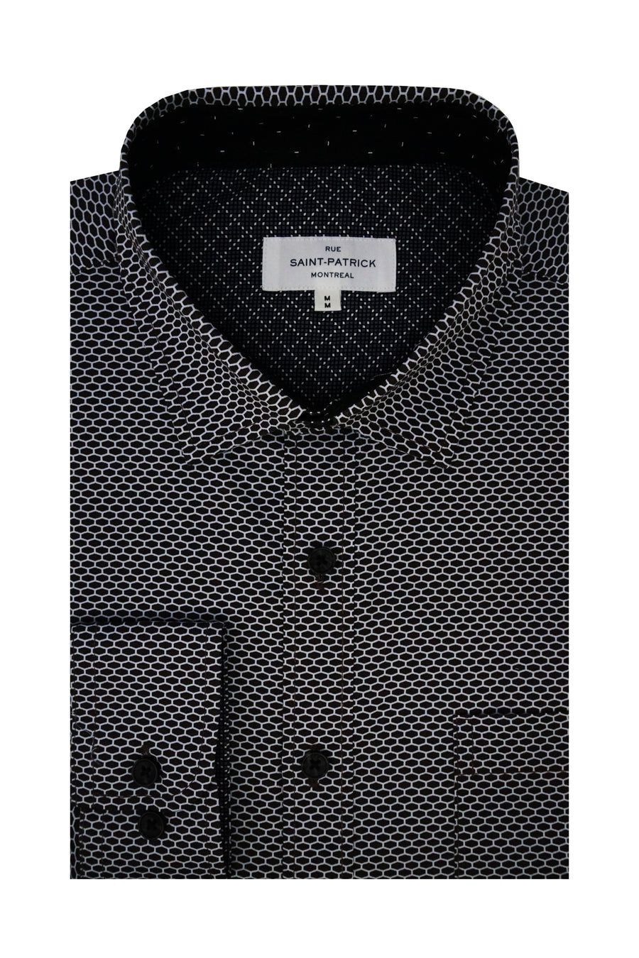 Vesontio Stretch Poplin Shirt in Dark Brown and White