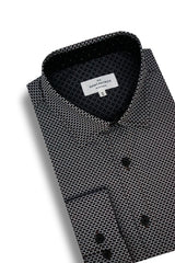 Vesontio Stretch Poplin Shirt in Dark Brown and White