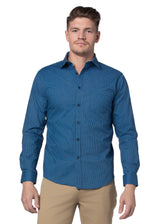 Chemise en popeline stretch Epirus bleu Égée