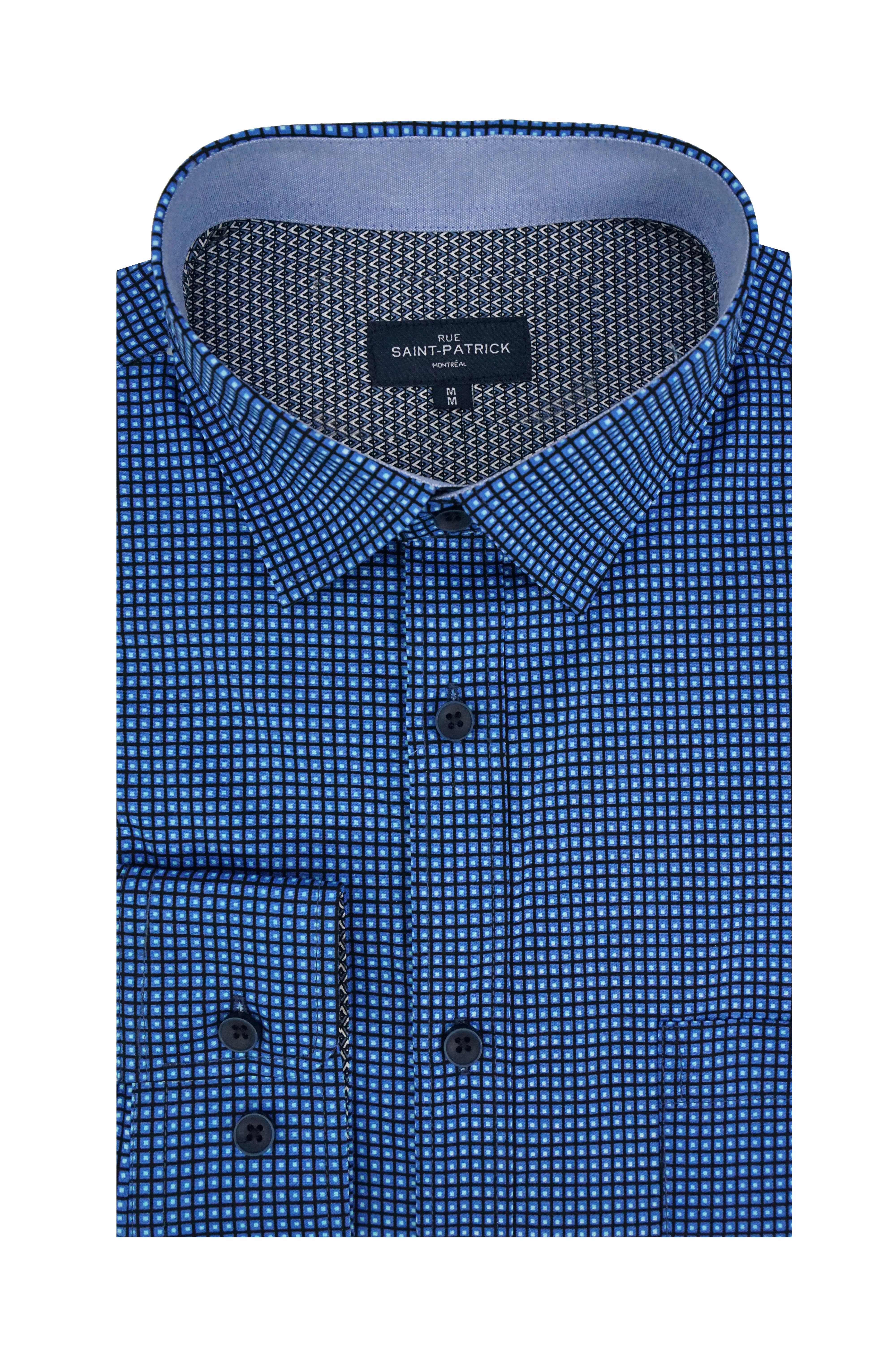Chemise en popeline stretch Epirus bleu Égée