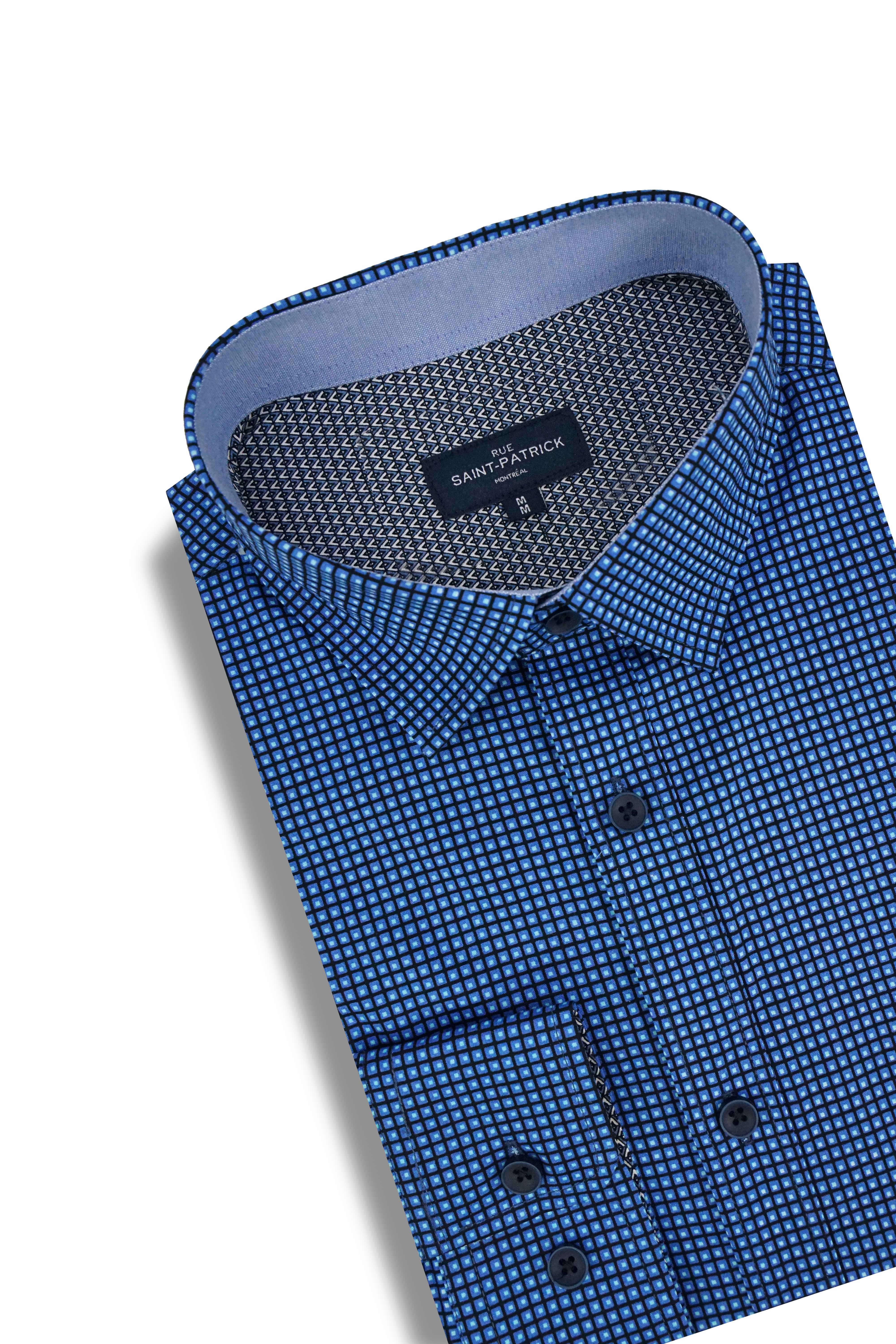 Chemise en popeline stretch Epirus bleu Égée