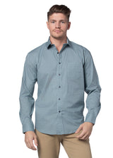 Thracia Stretch Poplin Shirt in Slate Grey and Light Blue