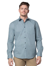 Thracia Stretch Poplin Shirt in Slate Grey and Light Blue